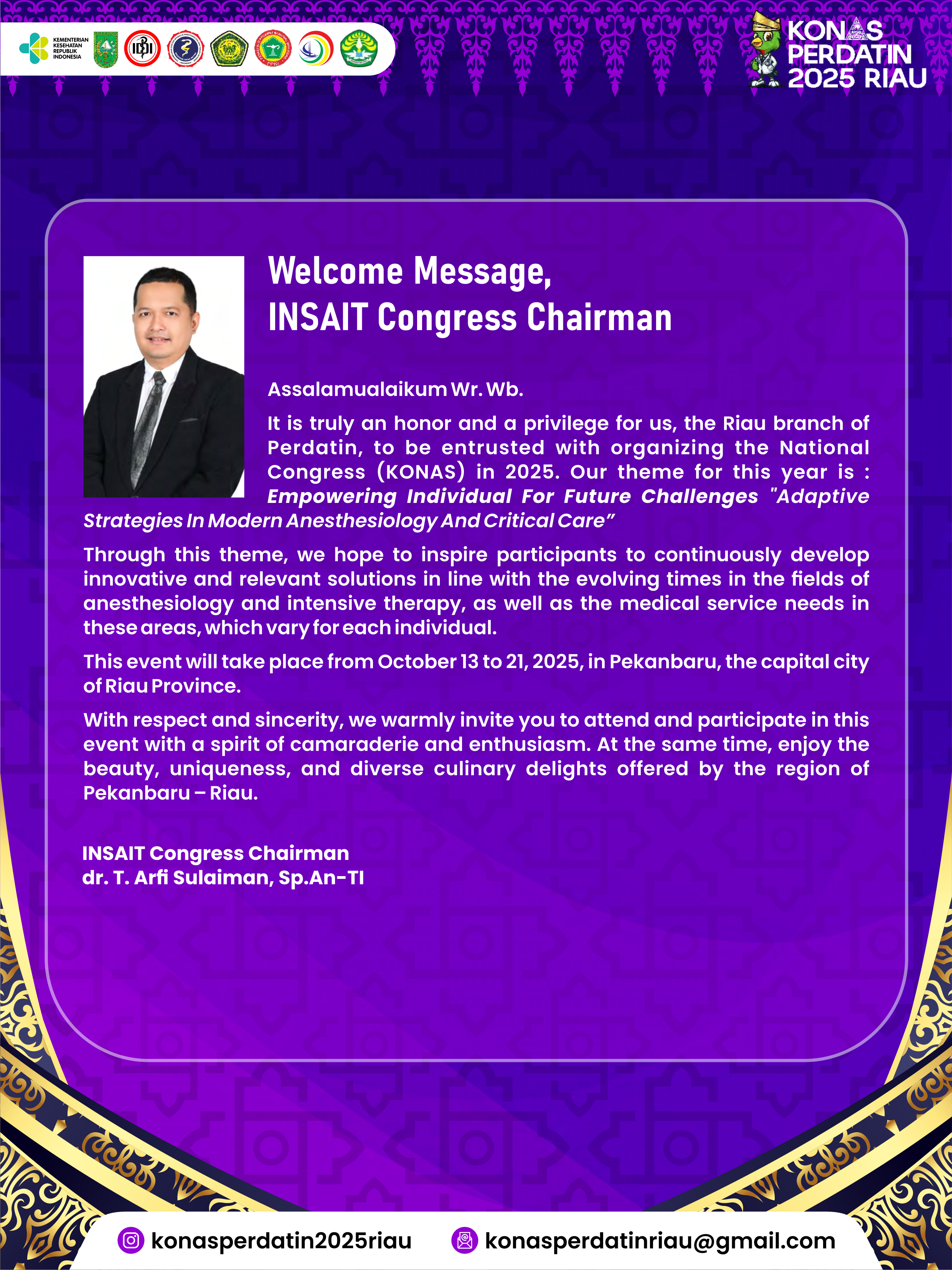 Welcome Message – INSAIT Congress Chairman